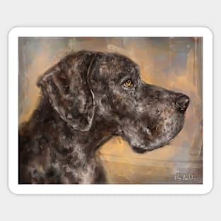 Painting of a Brown Brindle Great Dane Sticker